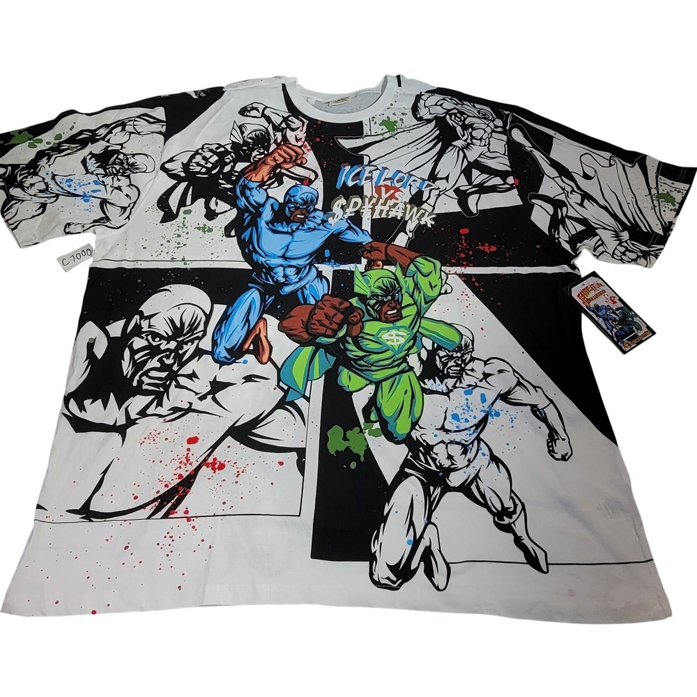 Akademiks Jeanius Level Ice Lord vs Spyhawk Comic All Over Print Shirt Mens 5XL